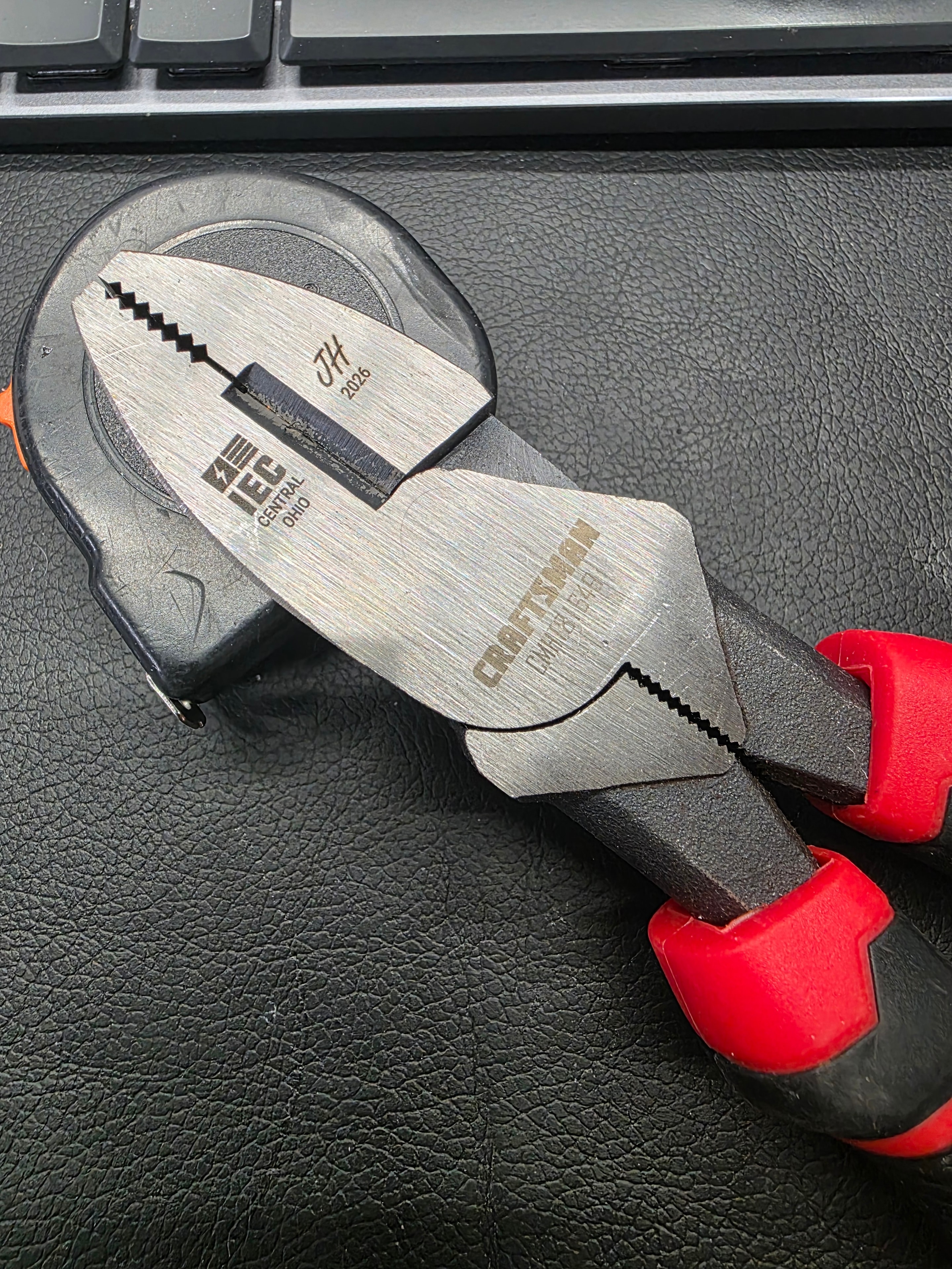 Craftsman pliers engraved with IEC Central Ohio owner markings